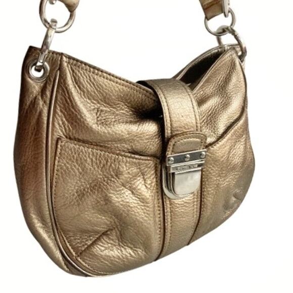 Michael Kors Metallic Gold Shoulder Bag | Y2K Convertible Crossbody Satchel EUC - Picture 4 of 16
